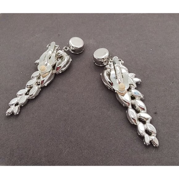 Kirks Folly Rhinestone Clip-On Earrings Silver Tone, Vintage - Picture 7 of 10